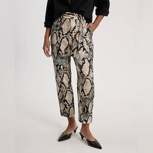 Express High Waisted Satin Snakeskin Belted Cargo Straight Ankle Pants Size 0